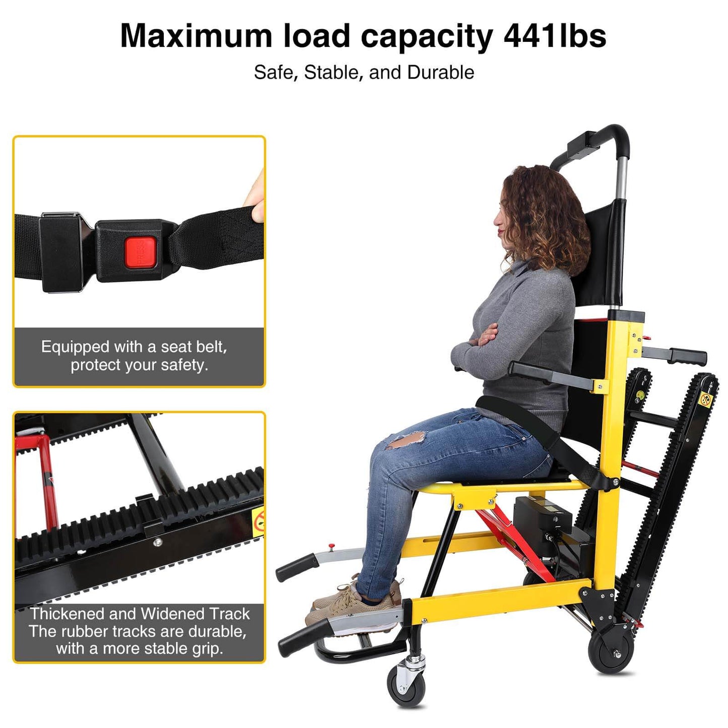 Electric Stair Climbing for Seniors,Portable and Foldable Tool for Moving 441lb Capacity